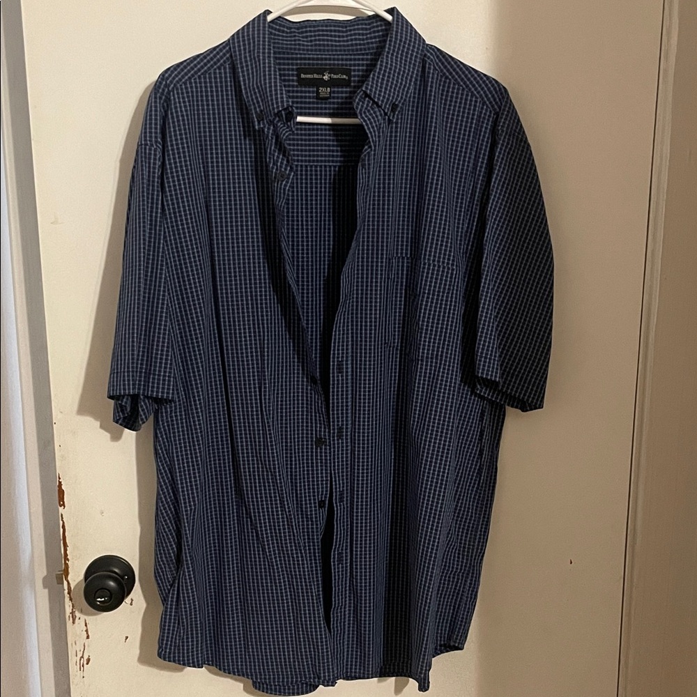 Eddie Bauer Navy Checkered Casual Shirt